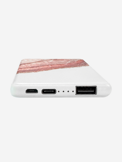 Rose Gold Agate Power Bank (USB-A + USB-C Ports)