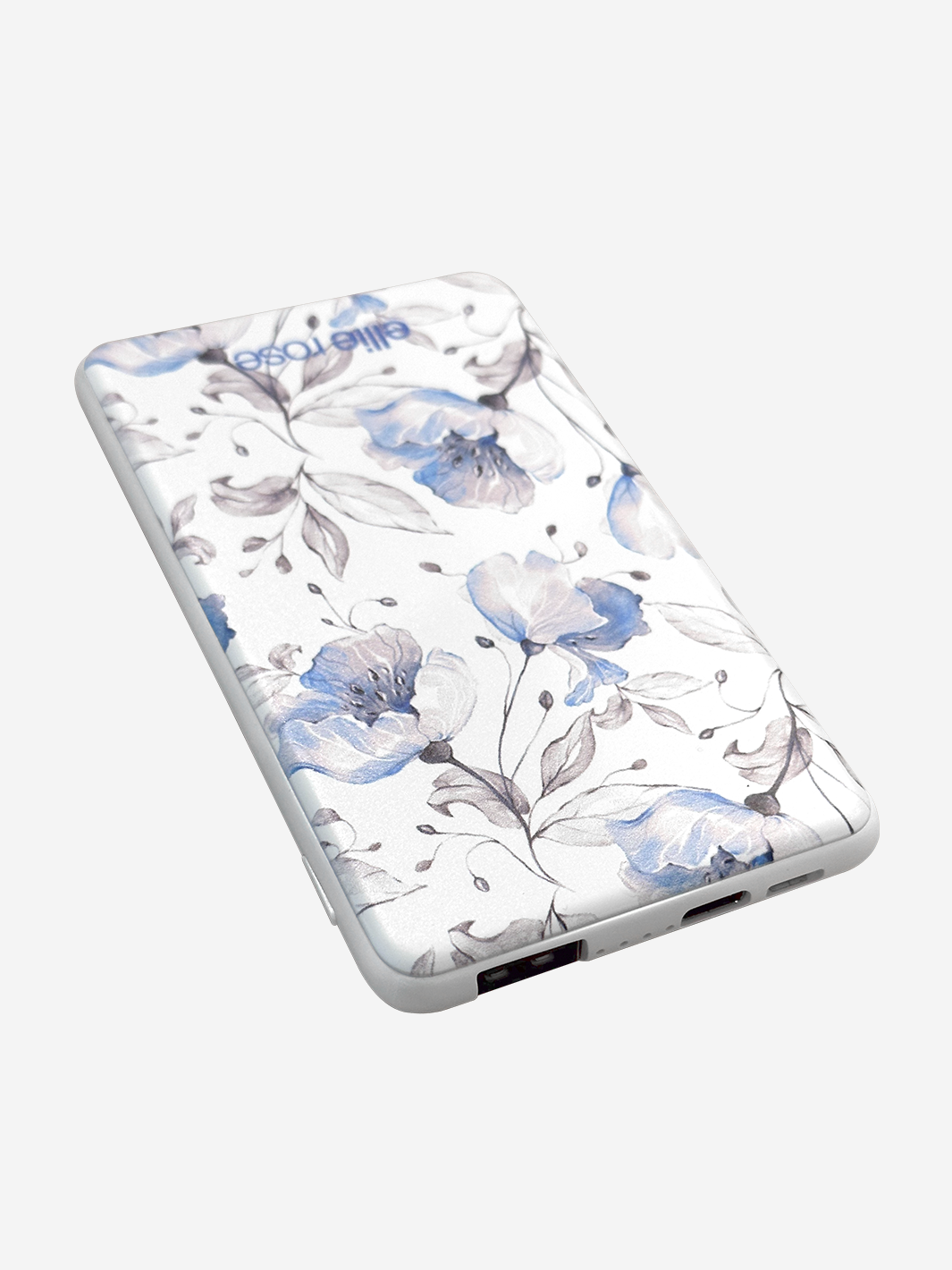 Blue Floral Power Bank 5000mah (USB-A + USB-C Ports)