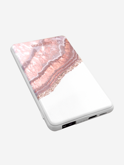 Rose Gold Agate Power Bank (USB-A + USB-C Ports)