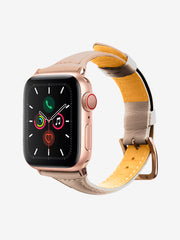 Blush Leather Apple Watch Band while led screen is on