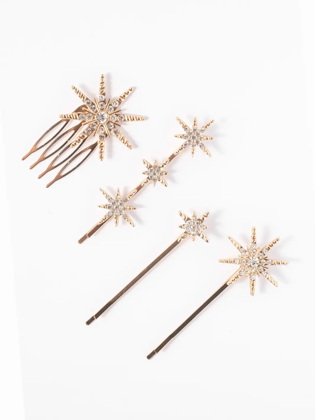 Gold Star Barrettes, Set of 4