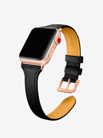 Black Leather apple watch band while led screen is off