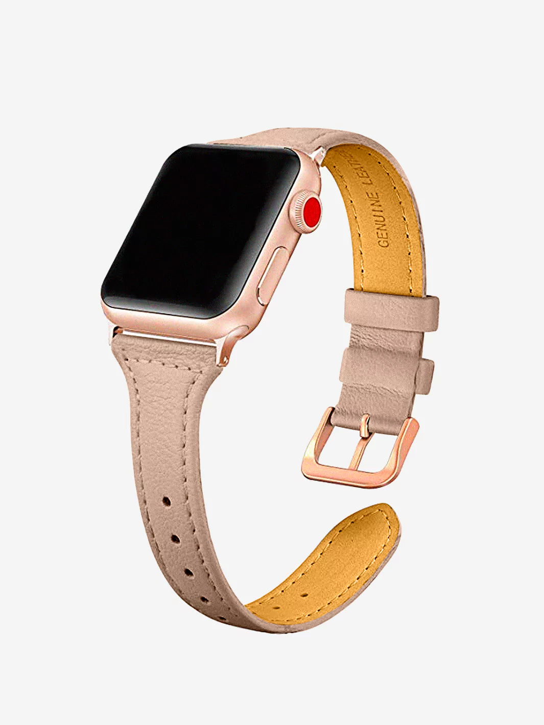 Blush Leather band for apple watch while led is off