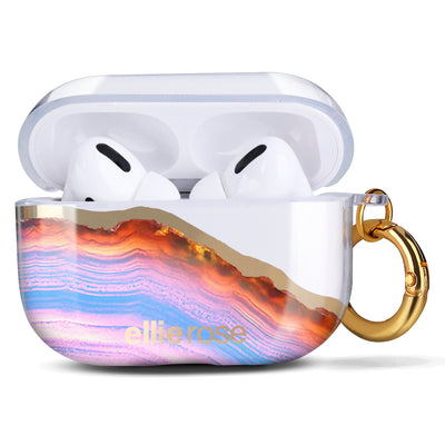 Open Candy Agate Airpods Pro Case With Gold Ring Hook