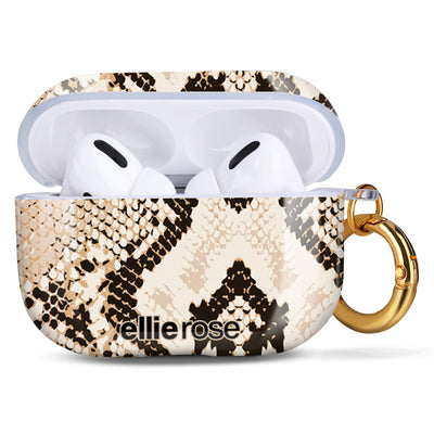 open Snakeskin Airpods Pro Case With Gold Ring Hook
