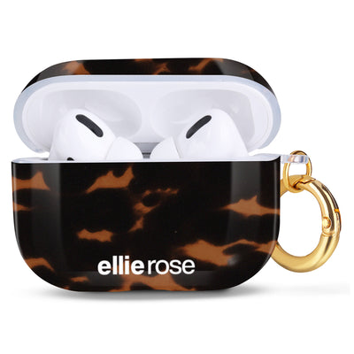Tortoiseshell Airpods Pro Case With Gold Ring Hook When Used
