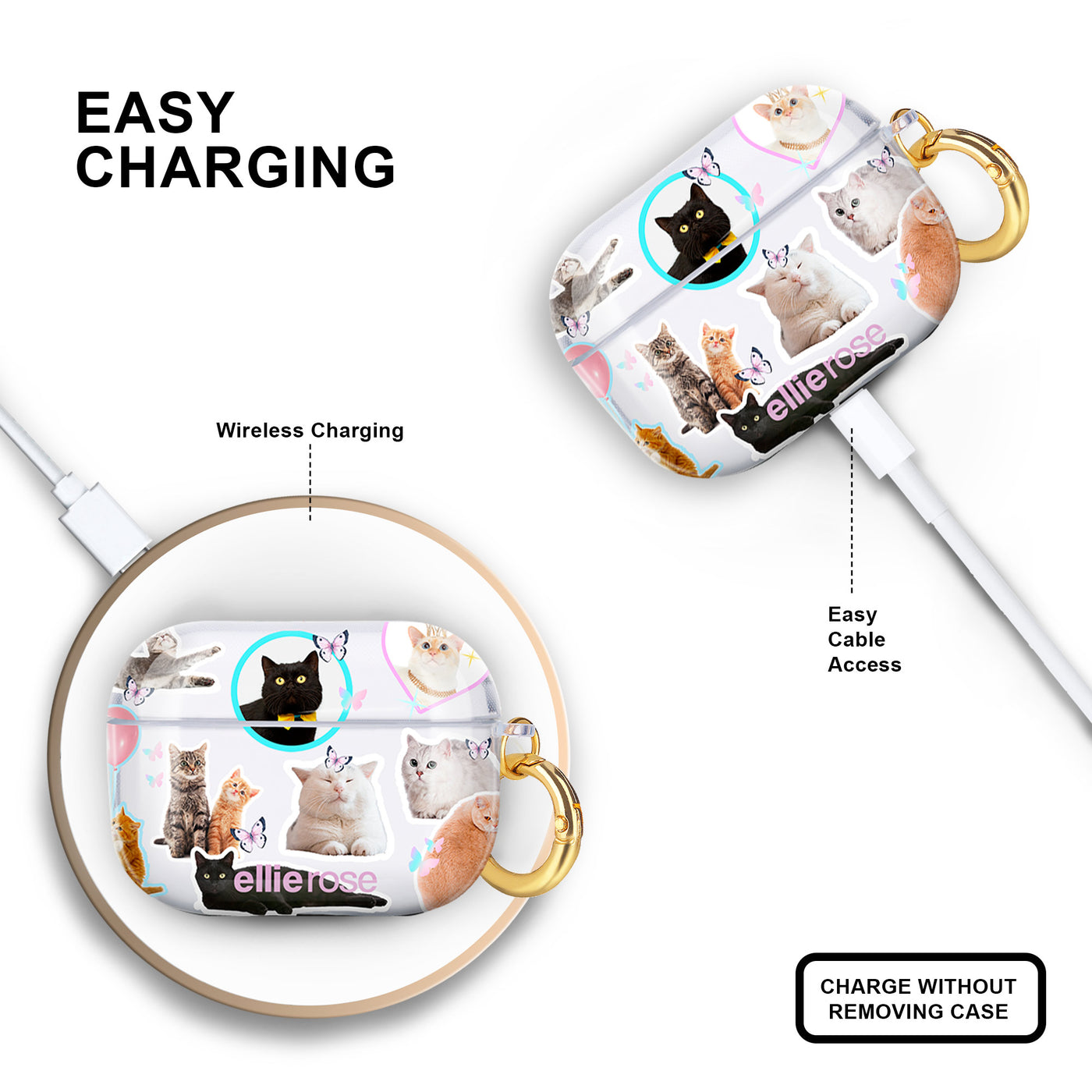 wireless charging compatible Meow Baby Airpods Pro Case
