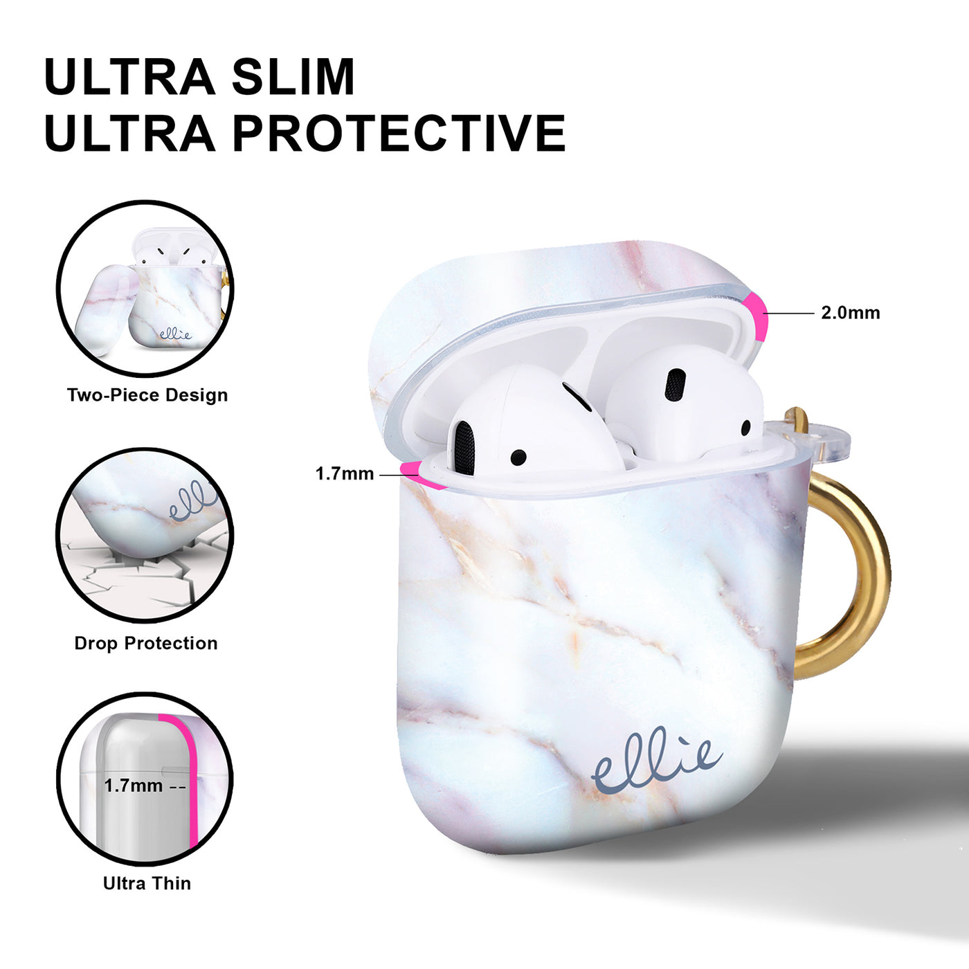 Two Piece Design, Drop Protection, Ultra Thin Desert Marble Airpods Case