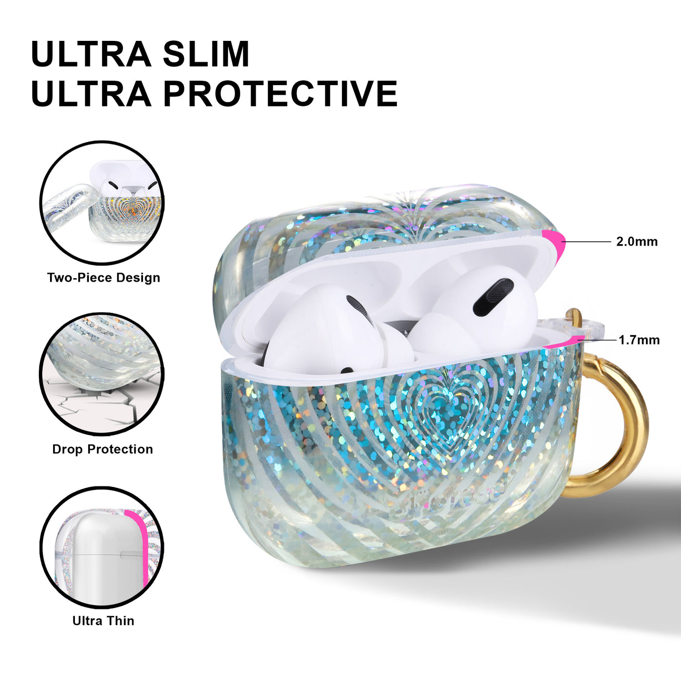 Two piece design, drop protection and ultra thin Endless Love AirPods Pro Case