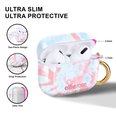 Ultra Slim, Ultra Protective, two piece design, and drop protection Pink and Blue Tie Dye Airpods Pro Case